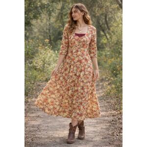 Vintage April Cornell Floral Boho Midi Dress | Y2K‎ Cottagecore